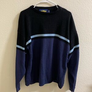 Utility Brand Knit Blue And Black Stripe Sweater Large Vintage